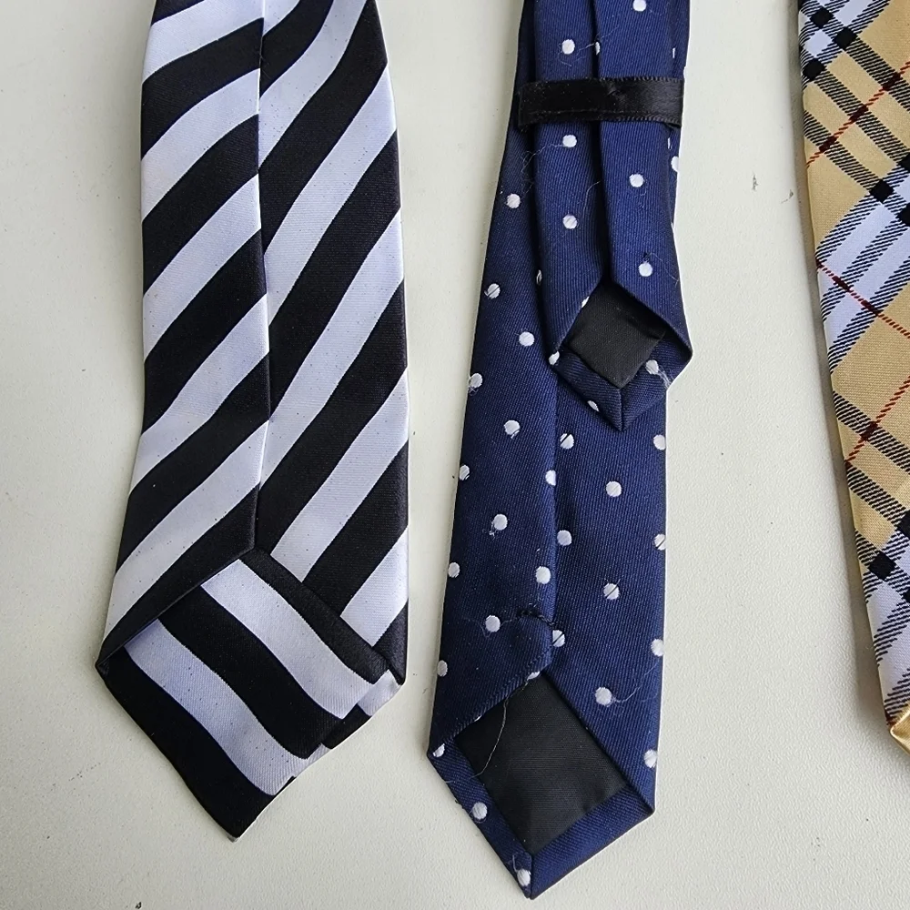 Lot Of 3 Pre-tied Ties Toddler Kids Size Blue Beige Black White